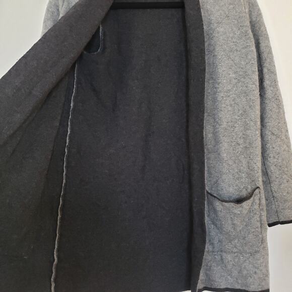 Bendetta B Wool Cashmere Open Duster Sweater Jacket Grey Charcoal Size Medium - Picture 3 of 6